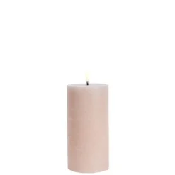 UYUNI LED Pillar Bloklys m. 3D flamme Ø7.8x15 cm Beige