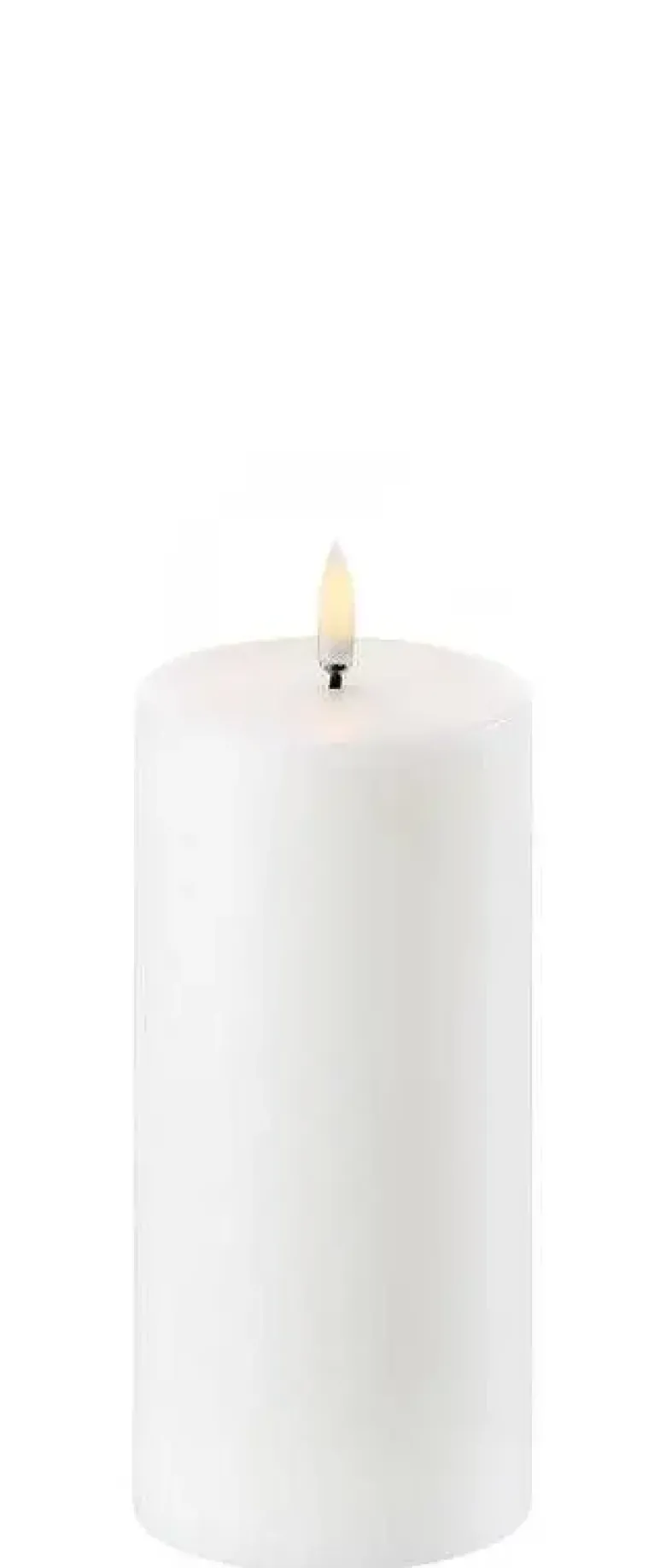 UYUNI LED Pillar Bloklys m. 3D flamme Ø7.8x15 cm (Nordic White)