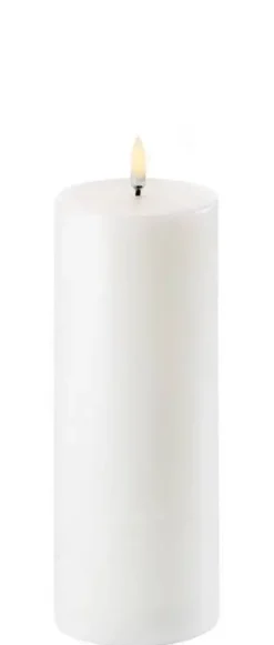 UYUNI LED Pillar Bloklys m. 3D flamme Ø7.8x20 cm