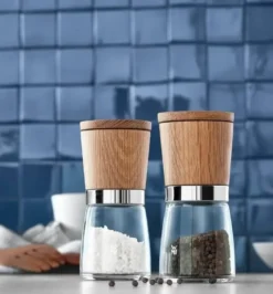 WMF kværnsæt H13,5 cm i eg og glas